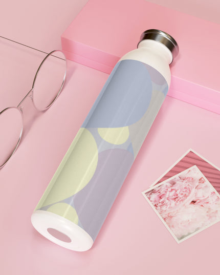 Pastel Soft Blue and Soft White Patches Slim Water Bottle, 20 oz White