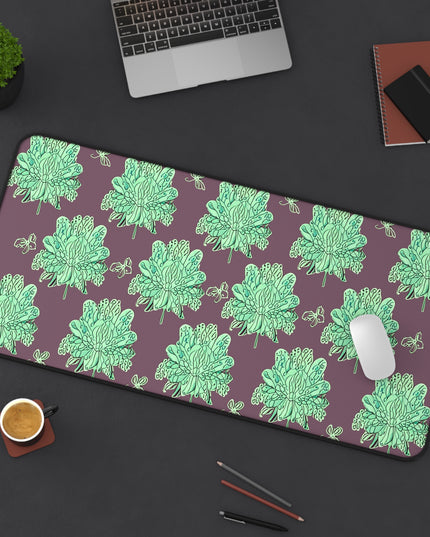 Mint Green Floral Butterflies 16" x 32" Desk Mat