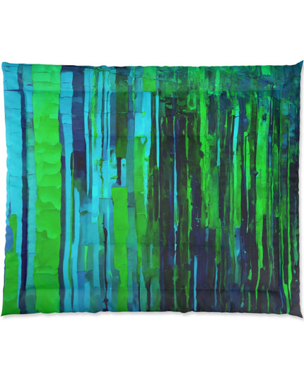 Striped Blue Green 104" × 88" Comforter