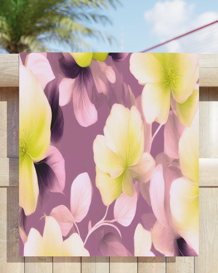 Lemon Blossom Floral Bunch Beach Towel, 30" x 60"