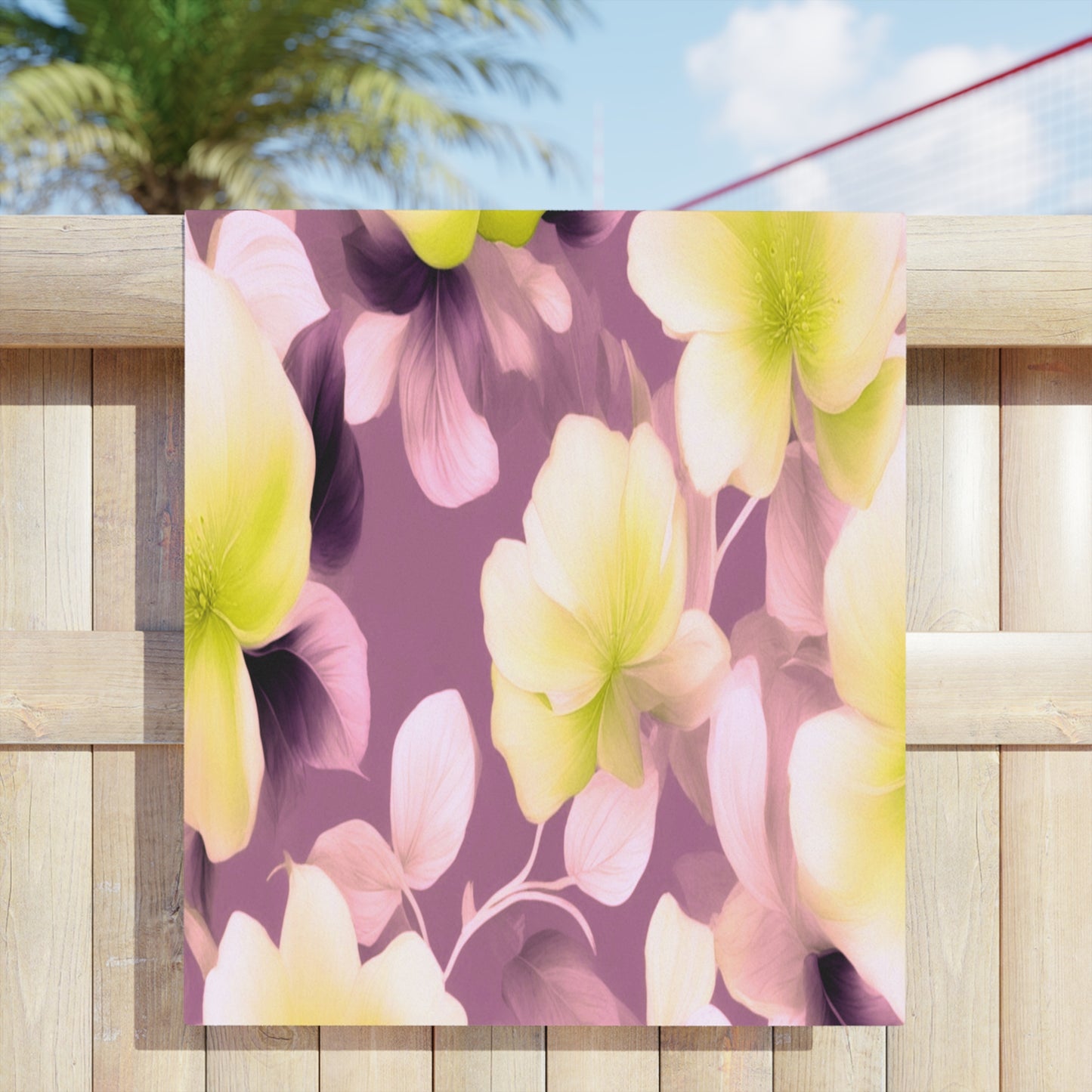 Lemon Blossom Floral Bunch Beach Towel, 30" x 60"