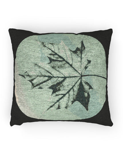 Mint Green Maple Leaf Woven Pillow, 17" x 18"