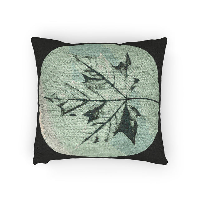 Mint Green Maple Leaf Woven Pillow, 17" x 18"