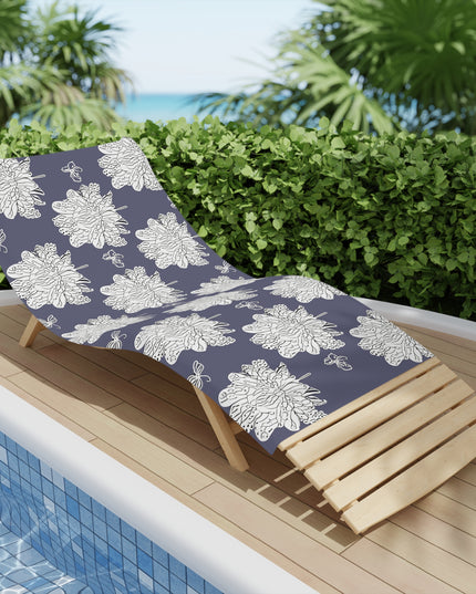 White Floral Butterflies Beach Towel, 30" x 60"