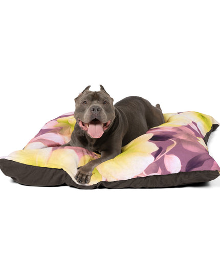 Lemon Blossom Floral Bunch Pet Bed, 50" × 40"