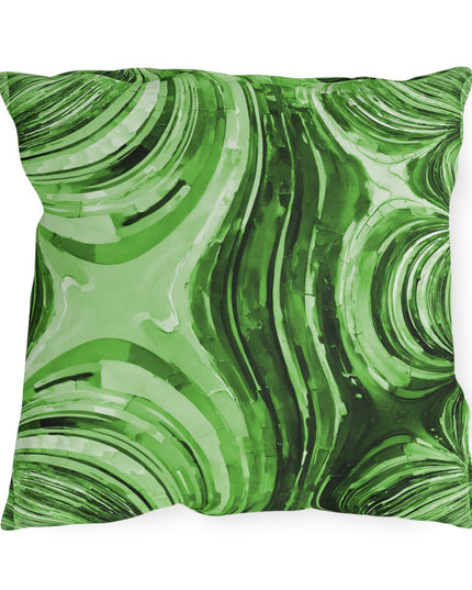 Uzi Spiral Mint Pastel Outdoor Pillow, 18" x 18"