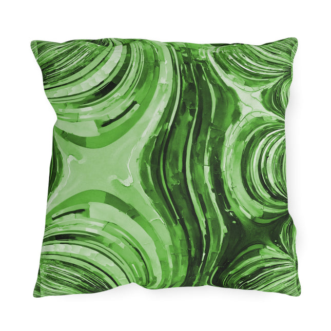 Uzi Spiral Mint Pastel Outdoor Pillow, 18" x 18"