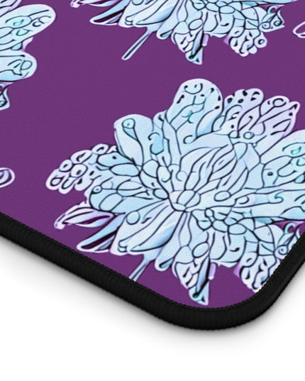 Blue Floral Butterflies 12" x 22" Desk Mat