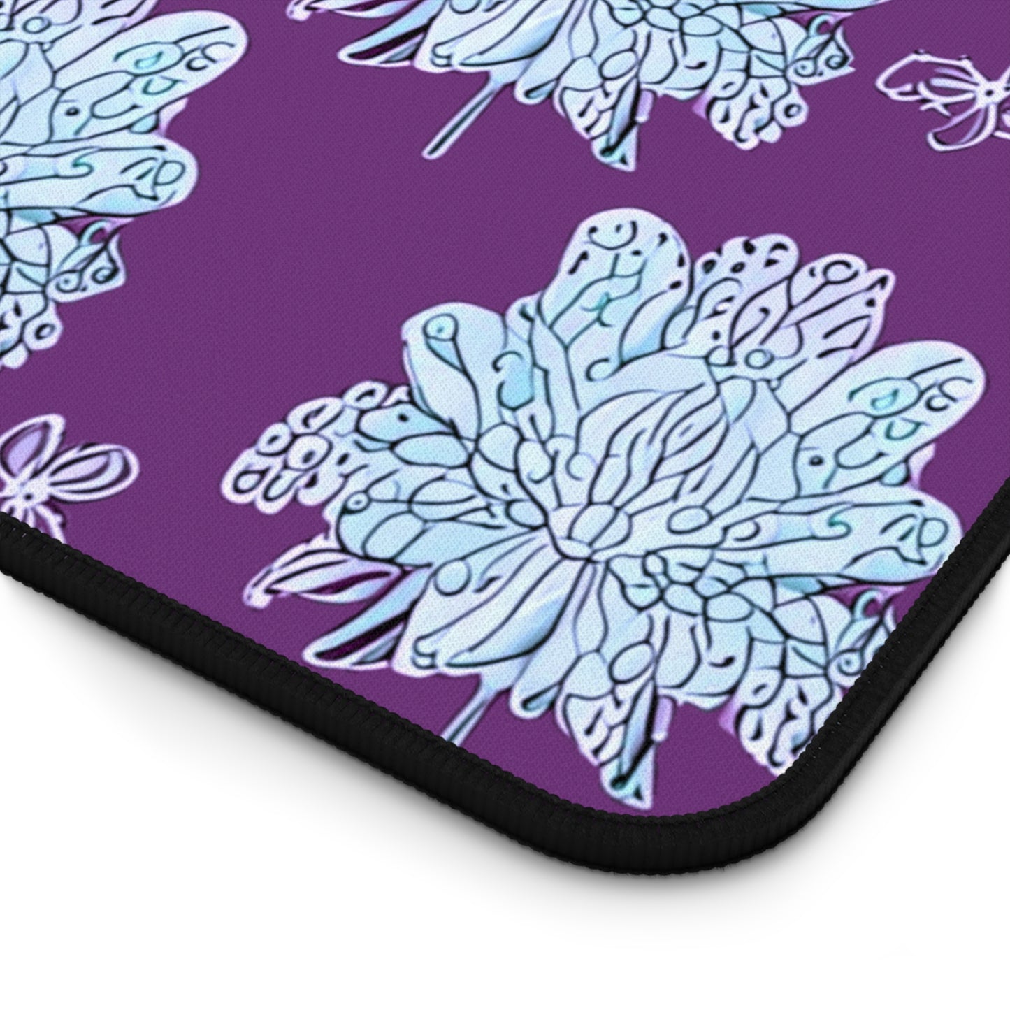 Blue Floral Butterflies 12" x 22" Desk Mat