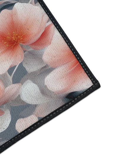 Red Blossom Floral Bunch Heavy Duty Floor Mat, 18" x 27"