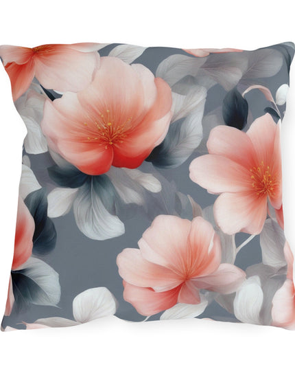 Red Blossom Floral Bunch 18" x 18" Outdoor Pillow