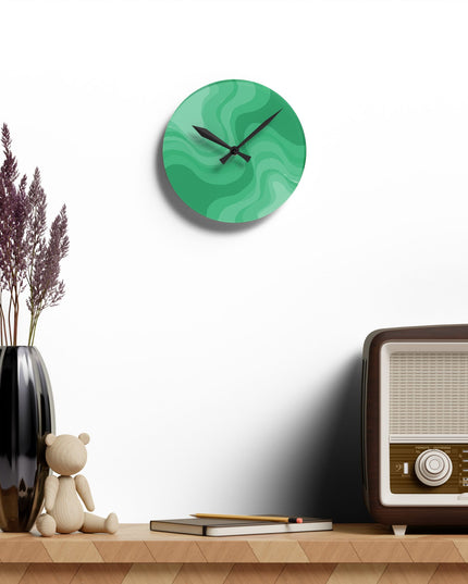 Mint Green Wavey 8" x 8" Round Acrylic Wall Clock