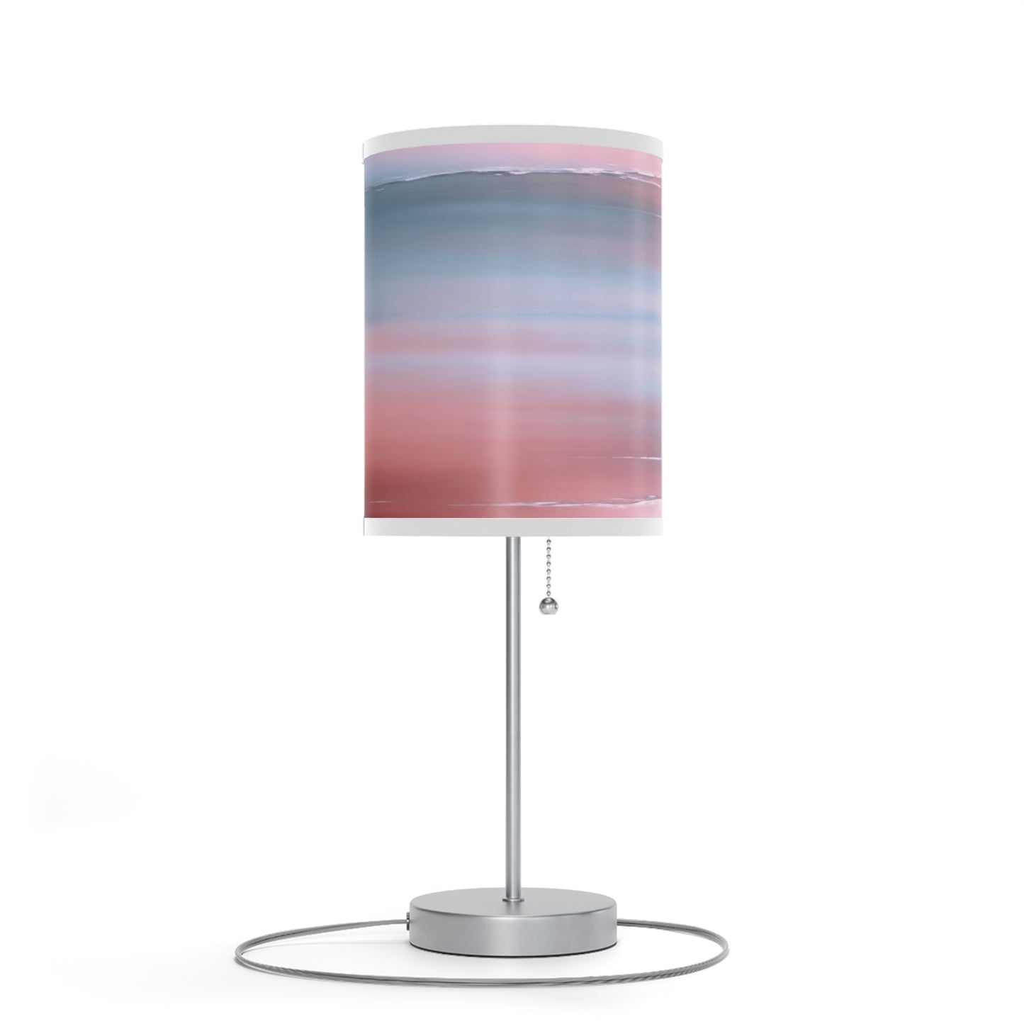 Gray Sea Pink Fog Table Lamp on a White or Silver Stand, US|CA plug