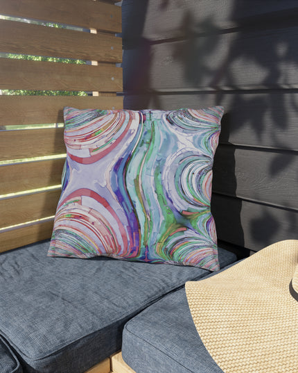 Uzi Spiral Pastels Outdoor Pillow, 16" x 16"