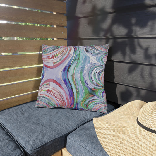 Uzi Spiral Pastels Outdoor Pillow, 16" x 16"