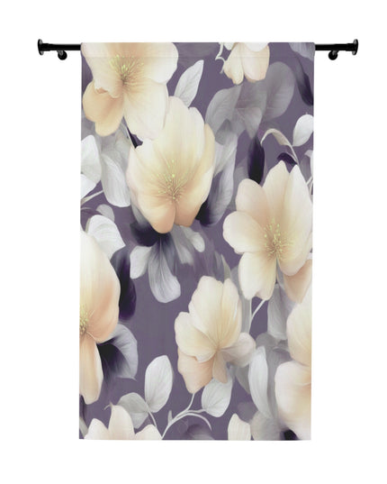 White Blush Floral Bunch Window Curtain, 50" x  84", blackout