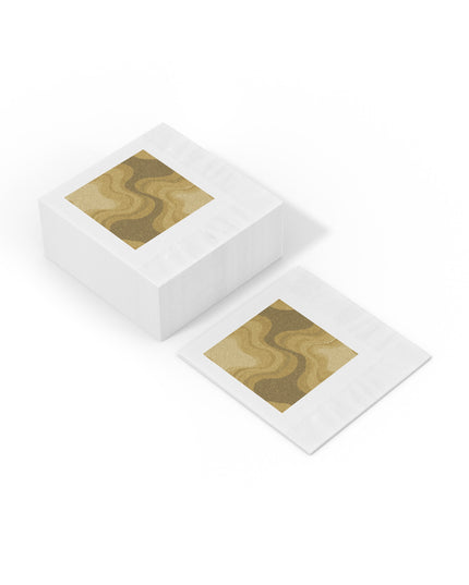 Brown Wavey White Coined Napkins, 4.8" x 4.8"