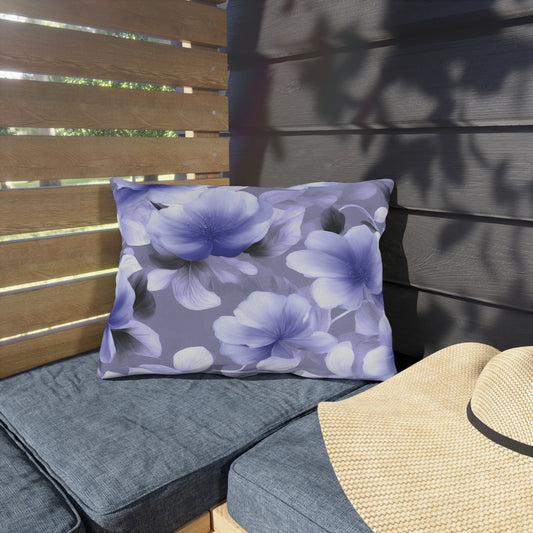 Indigo Blossom Floral Bunch Outdoor Pillow, 20" x 14"