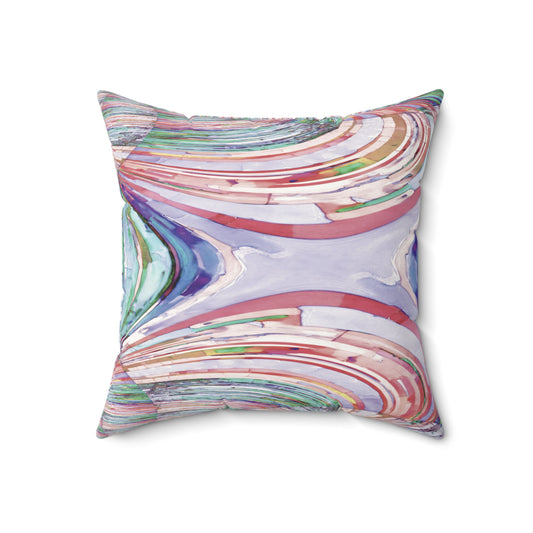 Uzi Spiral Pastels Faux Suede Square Pillow, 18" x 18"