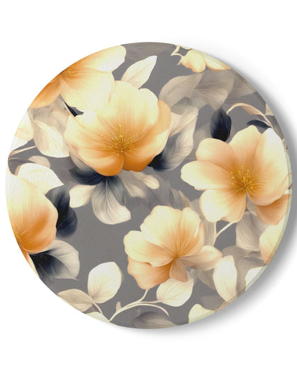 Soft Blossom Floral Bunch Round Ceramic Coaster, 4" x 4"