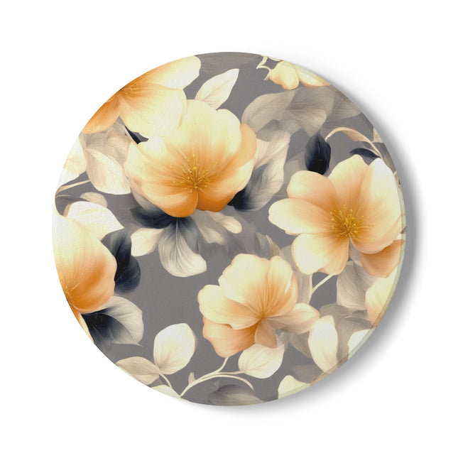 Soft Blossom Floral Bunch Round Ceramic Coaster, 4" x 4"