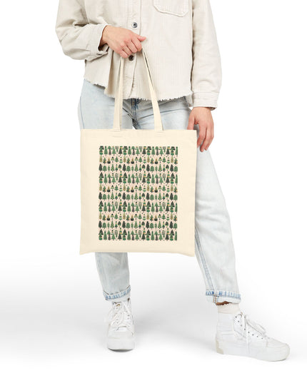 Mini Vintage Green Trees Cotton Canvas Tote Bag