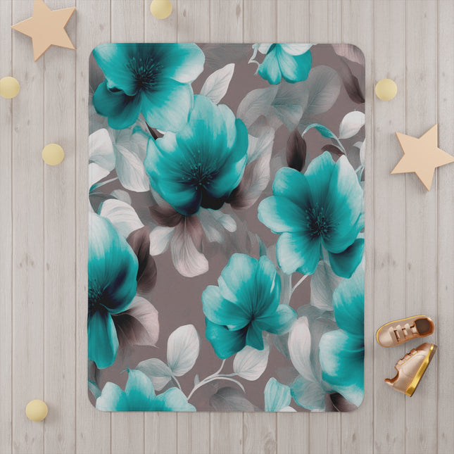 Tif Green Gray Floral Bunch Toddler Blanket, 30" x 40"