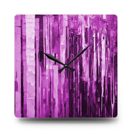 Striped Powder Lavender Acrylic Wall Clock, Round or Square, 10.75" x 10.75"