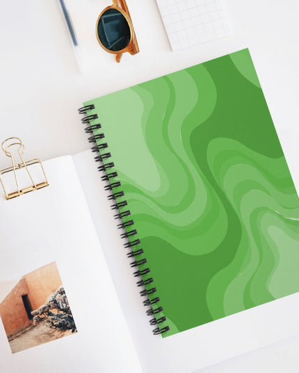 Greenie Meanie Wavey Spiral Notebook - Ruled Line, 6" x 8", 118 pages