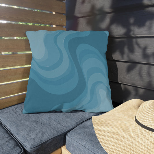 Sky Blue Wavey 20" x 20" Outdoor Pillow