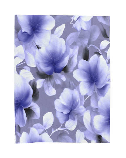 Indigo Blossom Floral Bunch Velveteen Plush Blanket, 60" x 80"