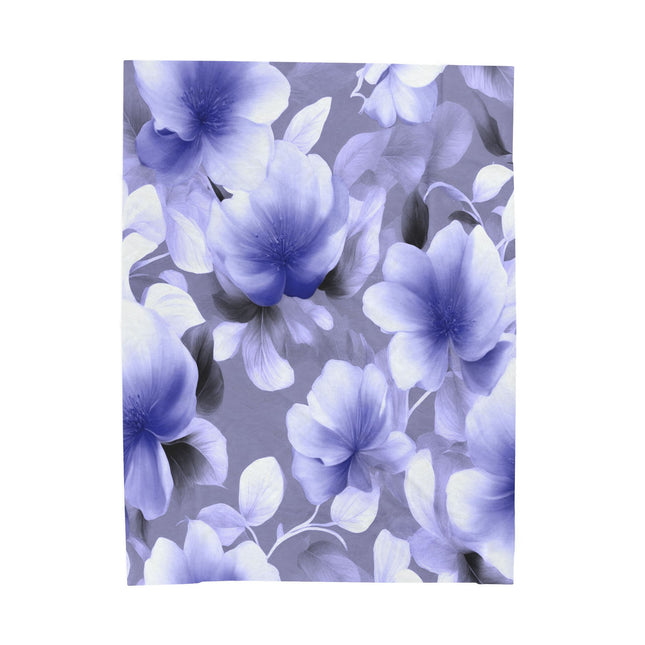 Indigo Blossom Floral Bunch Velveteen Plush Blanket, 60" x 80"