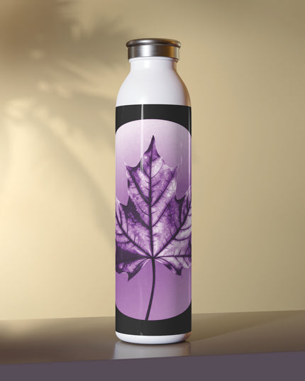 Purple Maple Leaf Slim Water Bottle, 20 oz White