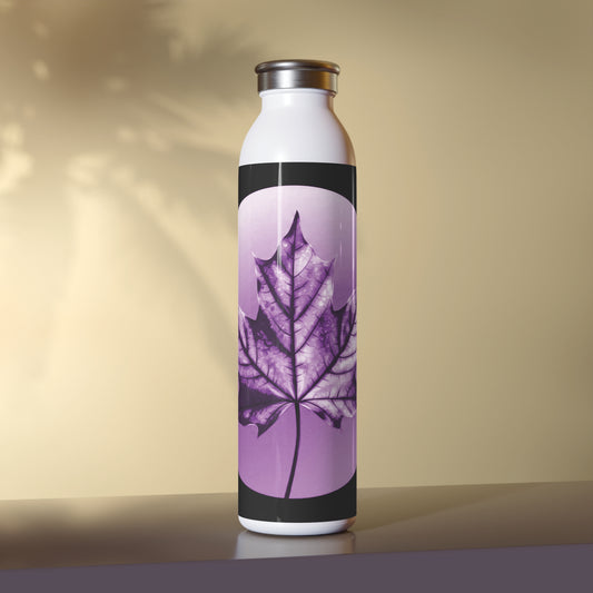 Purple Maple Leaf Slim Water Bottle, 20 oz White