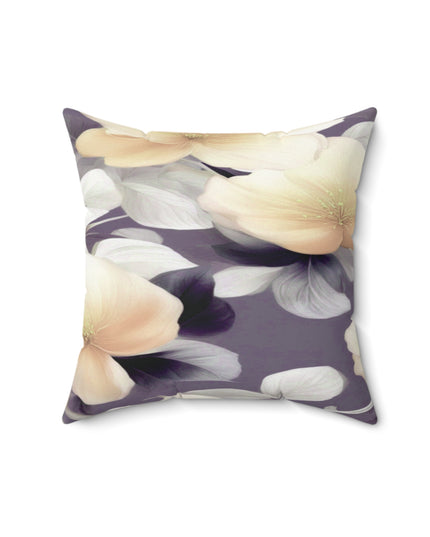 White Blush Floral Bunch Faux Suede Square Pillow, 16" x 16"