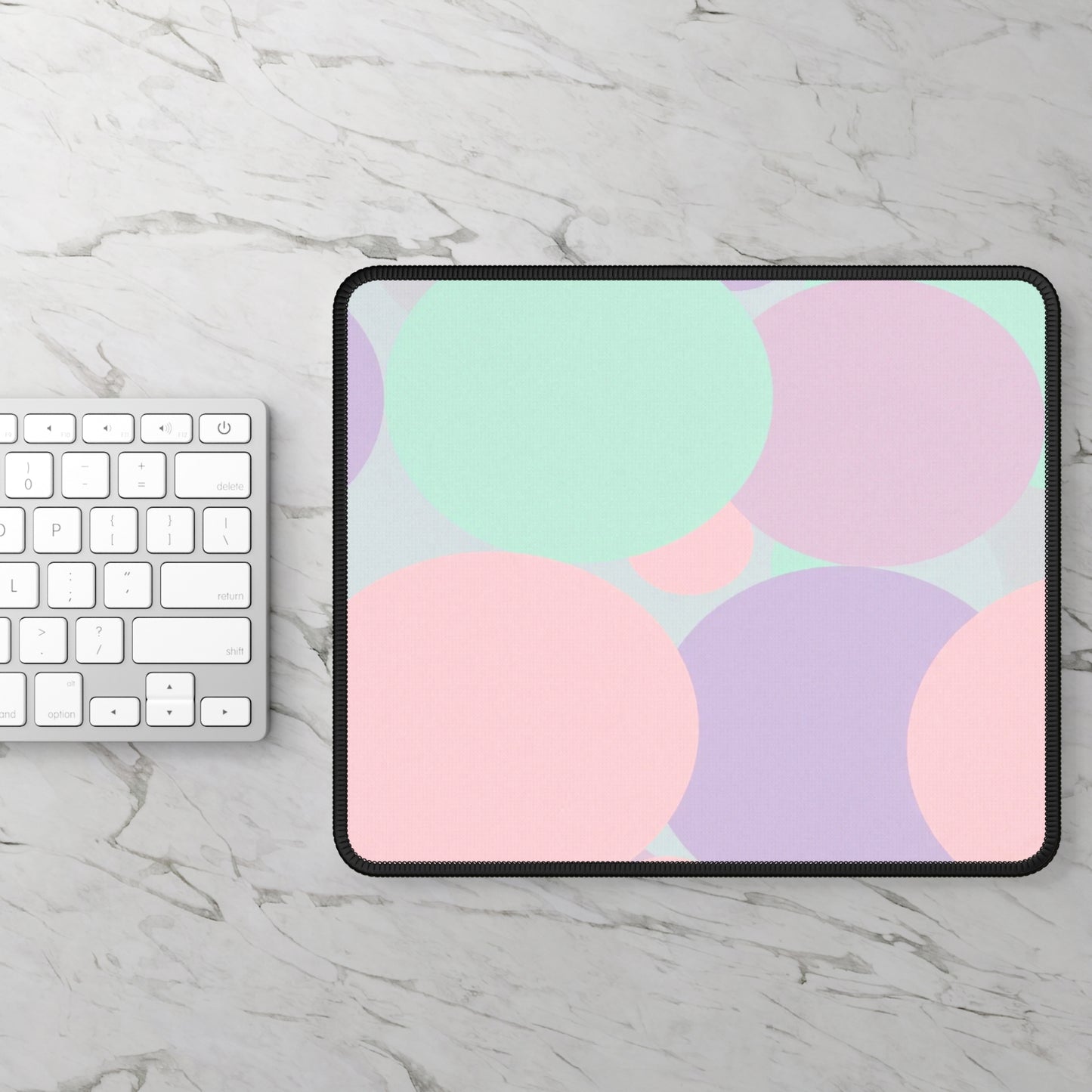 Pastel Peach and Soft Green Patches 9" x 7" Gaming Mouse Pad