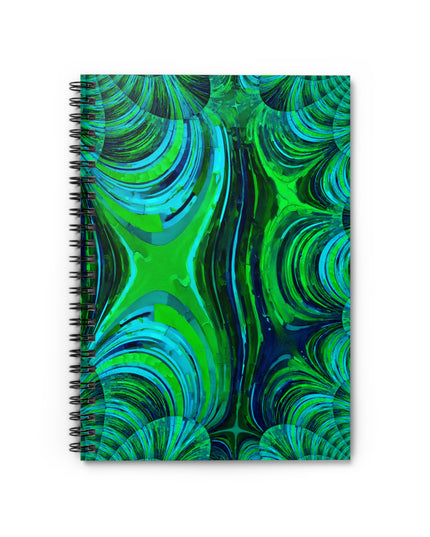 Uzi Spiral Blue Green Spiral Notebook - Ruled Line, 6" x 8", 118 pages