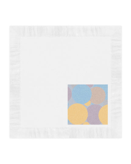 Pastel Baby Blue and Peach Patches White Coined Napkins, 6.5" x 6.5"