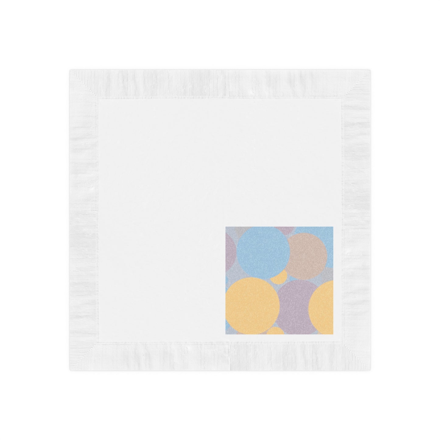 Pastel Baby Blue and Peach Patches White Coined Napkins, 6.5" x 6.5"