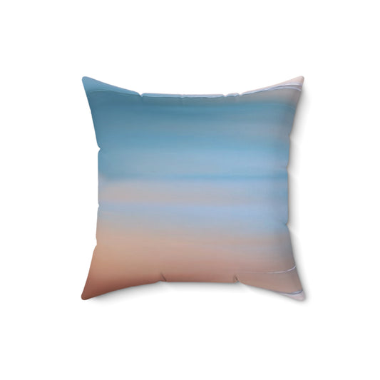 Blue Sea Peach Fog 16" x 16" Faux Suede Square Pillow
