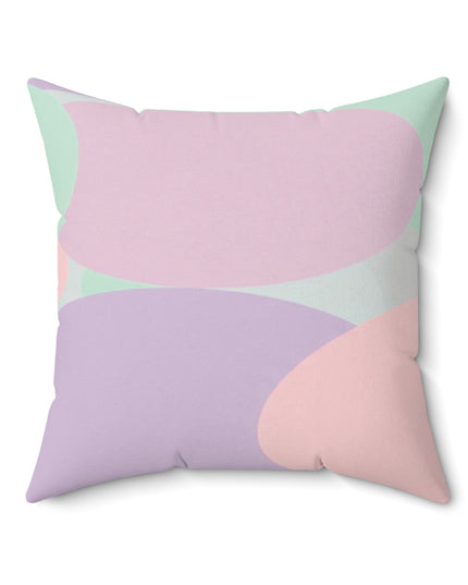 Pastel Peach and Soft Green Patches 20" x 20" Faux Suede Square Pillow