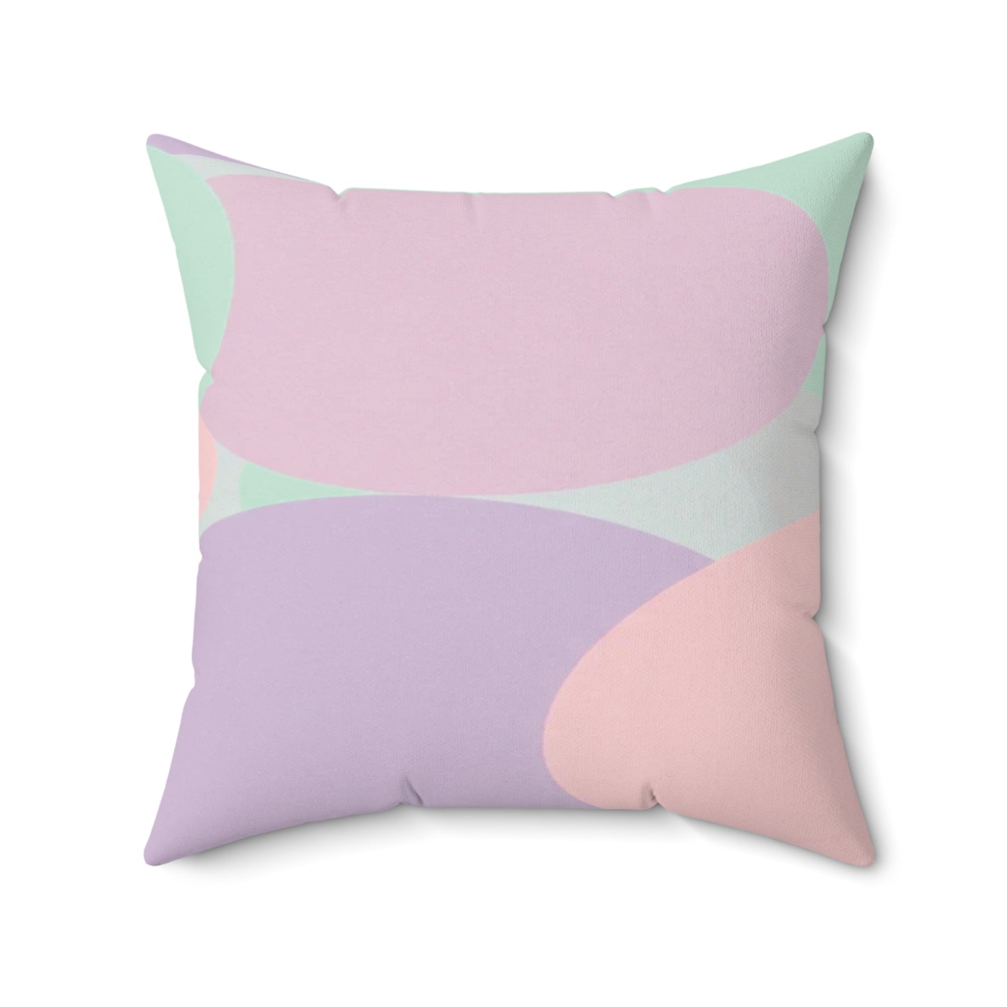 Pastel Peach and Soft Green Patches 20" x 20" Faux Suede Square Pillow