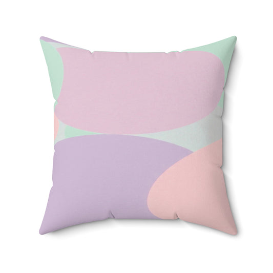 Pastel Peach and Soft Green Patches 20" x 20" Faux Suede Square Pillow