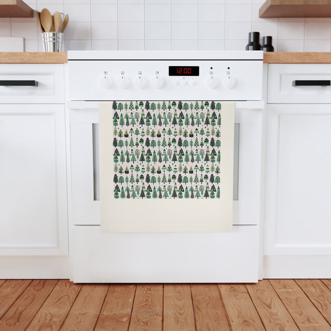 Mini Vintage Green Trees 19.6" x 27.5" Cotton Tea Towel