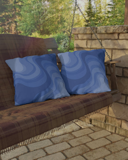 Deep Blue Wavey 20" x 20" Outdoor Pillow