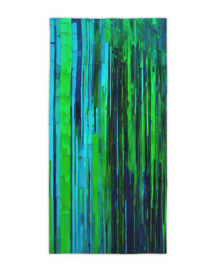 Striped Blue Green Beach Towel, 18" x 27"