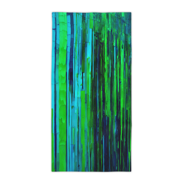 Striped Blue Green Beach Towel, 18" x 27"