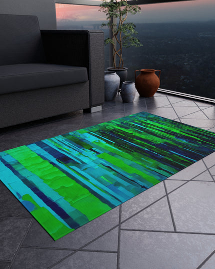 Striped Blue Green 36" x 60" Outdoor Rug