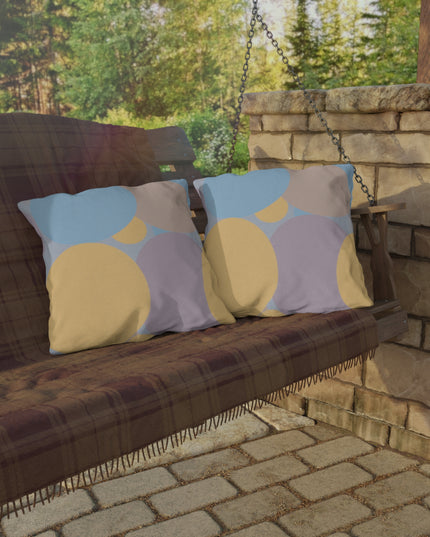 Pastel Baby Blue and Peach Patches 20" x 20" Outdoor Pillows