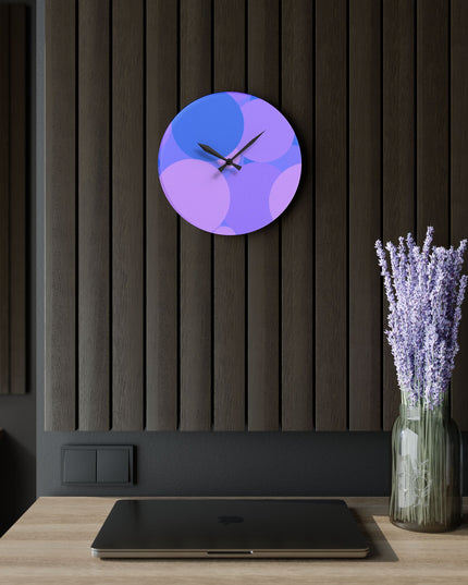 Pastel Purple Family Patches Acrylic Wall Clock, Round or Square, 10.75" x 10.75"